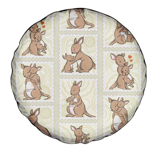Kangaroo Australia Mother's Day Spare Tire Cover Mum and Joey Memory Aboriginal Stamp Seamless Style