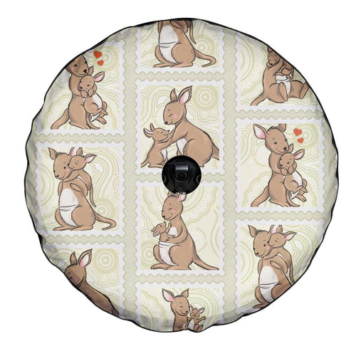 Kangaroo Australia Mother's Day Spare Tire Cover Mum and Joey Memory Aboriginal Stamp Seamless Style
