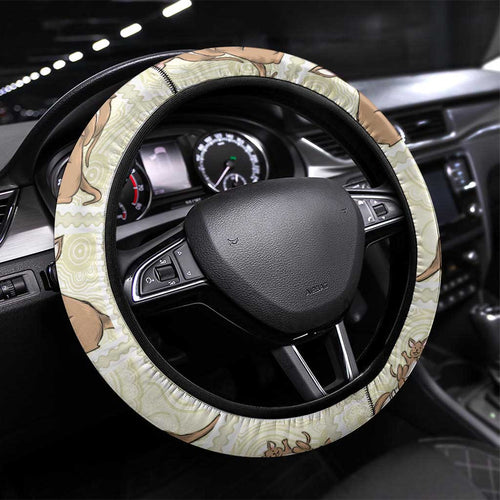 Kangaroo Australia Mother's Day Steering Wheel Cover Mum and Joey Memory Aboriginal Stamp Seamless Style
