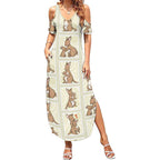 Kangaroo Australia Mother's Day Summer Maxi Dress Mum and Joey Memory Aboriginal Stamp Seamless Style