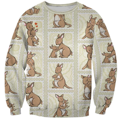 Kangaroo Australia Mother's Day Sweatshirt Mum and Joey Memory Aboriginal Stamp Seamless Style