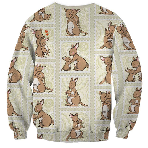 Kangaroo Australia Mother's Day Sweatshirt Mum and Joey Memory Aboriginal Stamp Seamless Style