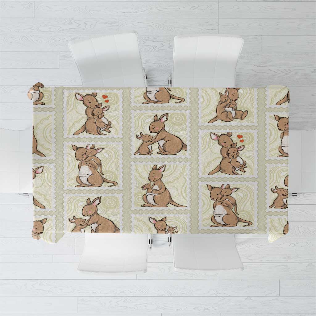 Kangaroo Australia Mother's Day Tablecloth Mum and Joey Memory Aboriginal Stamp Seamless Style