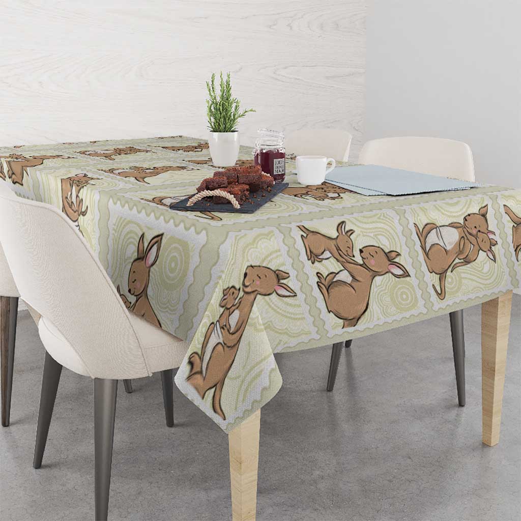 Kangaroo Australia Mother's Day Tablecloth Mum and Joey Memory Aboriginal Stamp Seamless Style