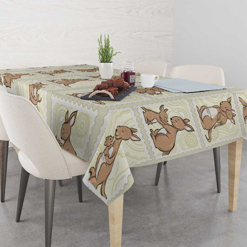 Kangaroo Australia Mother's Day Tablecloth Mum and Joey Memory Aboriginal Stamp Seamless Style