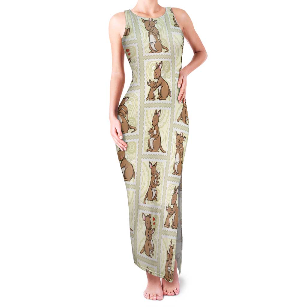 Kangaroo Australia Mother's Day Tank Maxi Dress Mum and Joey Memory Aboriginal Stamp Seamless Style
