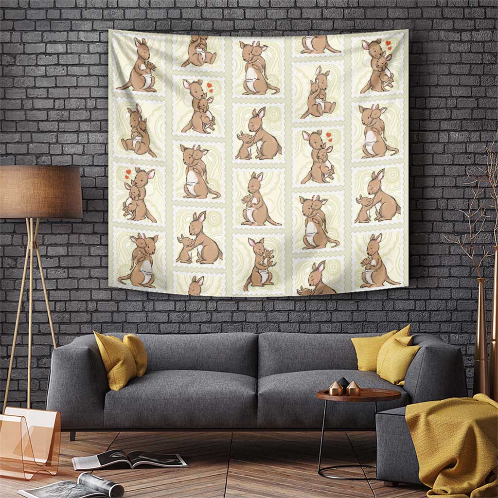 Kangaroo Australia Mother's Day Tapestry Mum and Joey Memory Aboriginal Stamp Seamless Style