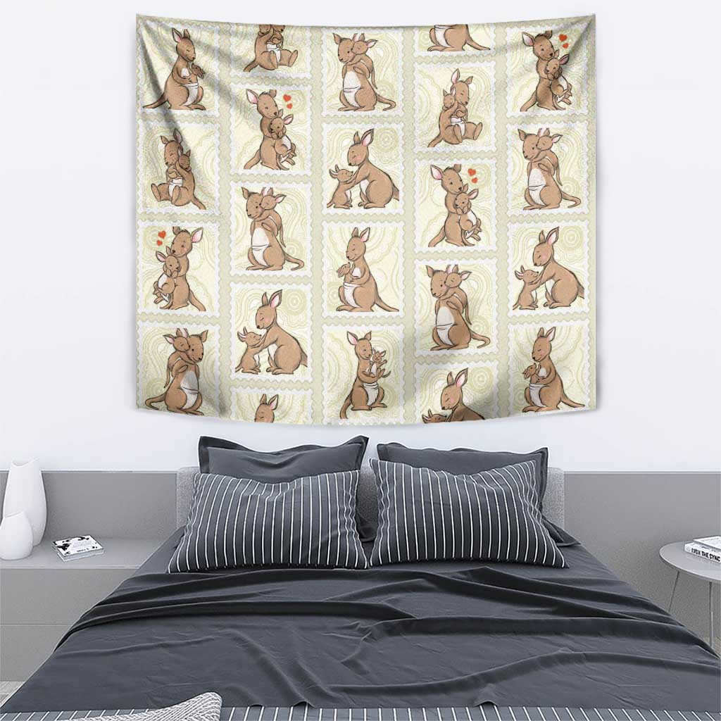Kangaroo Australia Mother's Day Tapestry Mum and Joey Memory Aboriginal Stamp Seamless Style