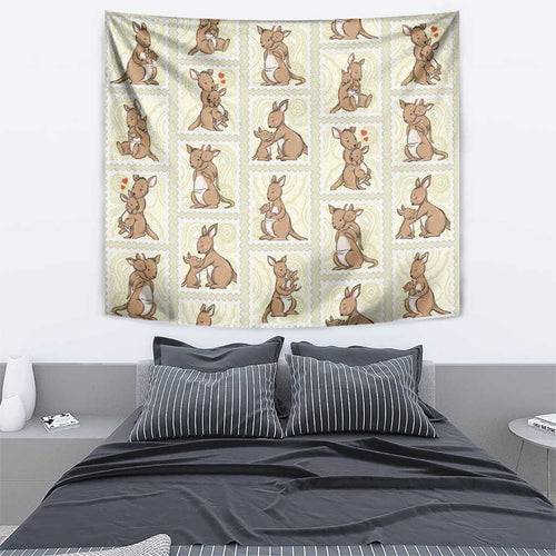 Kangaroo Australia Mother's Day Tapestry Mum and Joey Memory Aboriginal Stamp Seamless Style