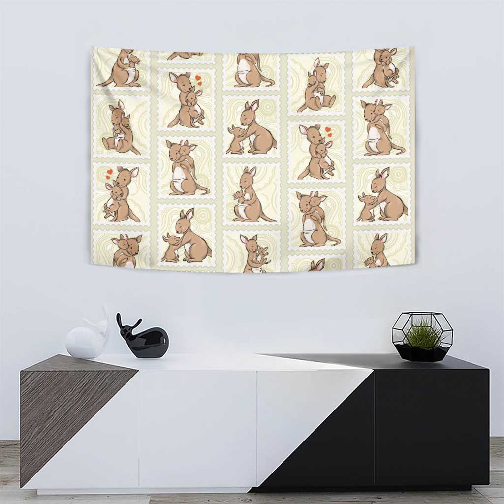 Kangaroo Australia Mother's Day Tapestry Mum and Joey Memory Aboriginal Stamp Seamless Style