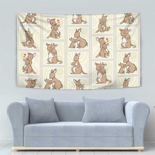Kangaroo Australia Mother's Day Tapestry Mum and Joey Memory Aboriginal Stamp Seamless Style