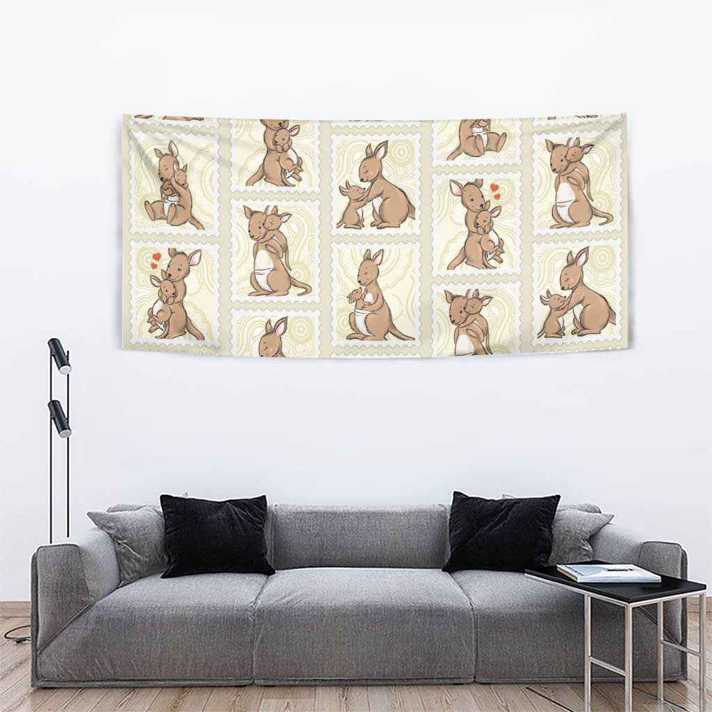Kangaroo Australia Mother's Day Tapestry Mum and Joey Memory Aboriginal Stamp Seamless Style