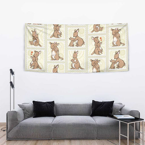 Kangaroo Australia Mother's Day Tapestry Mum and Joey Memory Aboriginal Stamp Seamless Style