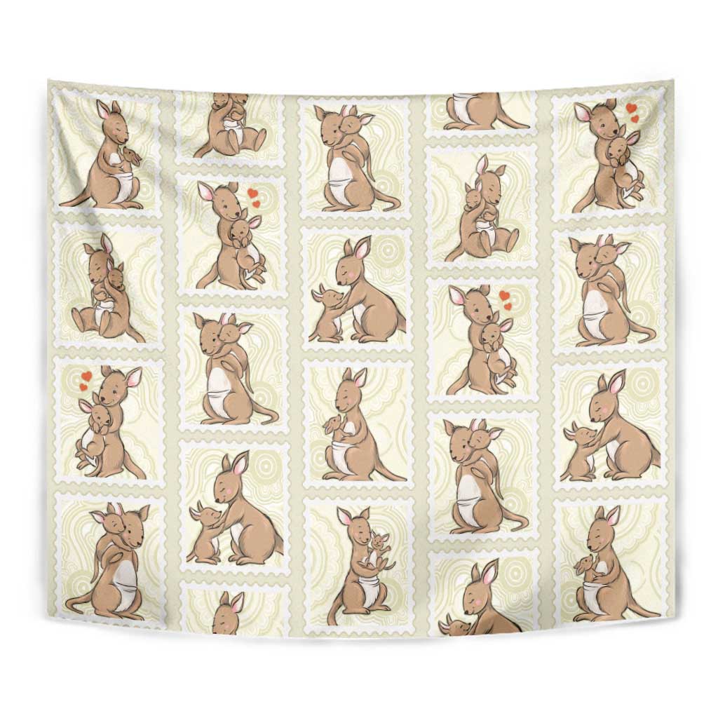 Kangaroo Australia Mother's Day Tapestry Mum and Joey Memory Aboriginal Stamp Seamless Style