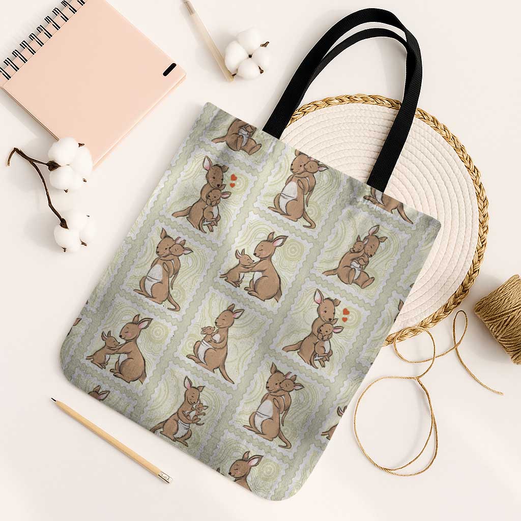 Kangaroo Australia Mother's Day Tote Bag Mum and Joey Memory Aboriginal Stamp Seamless Style