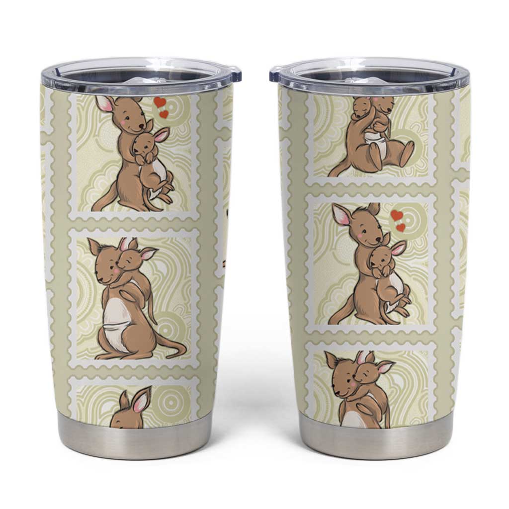 Kangaroo Australia Mother's Day Tumbler Cup Mum and Joey Memory Aboriginal Stamp Seamless Style