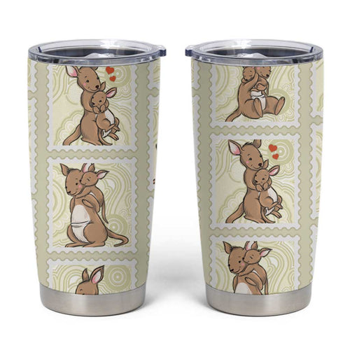 Kangaroo Australia Mother's Day Tumbler Cup Mum and Joey Memory Aboriginal Stamp Seamless Style