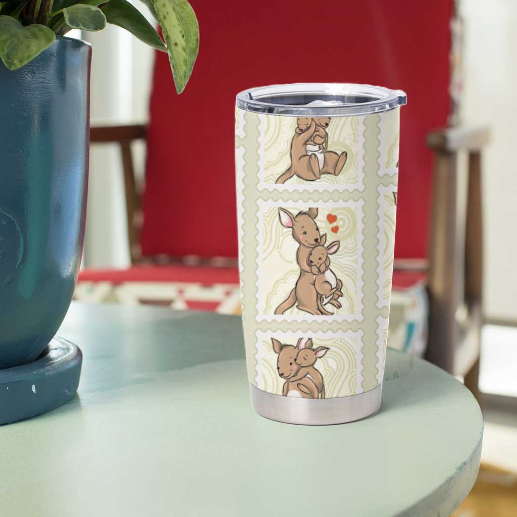 Kangaroo Australia Mother's Day Tumbler Cup Mum and Joey Memory Aboriginal Stamp Seamless Style