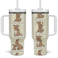Kangaroo Australia Mother's Day Tumbler With Handle Mum and Joey Memory Aboriginal Stamp Seamless Style