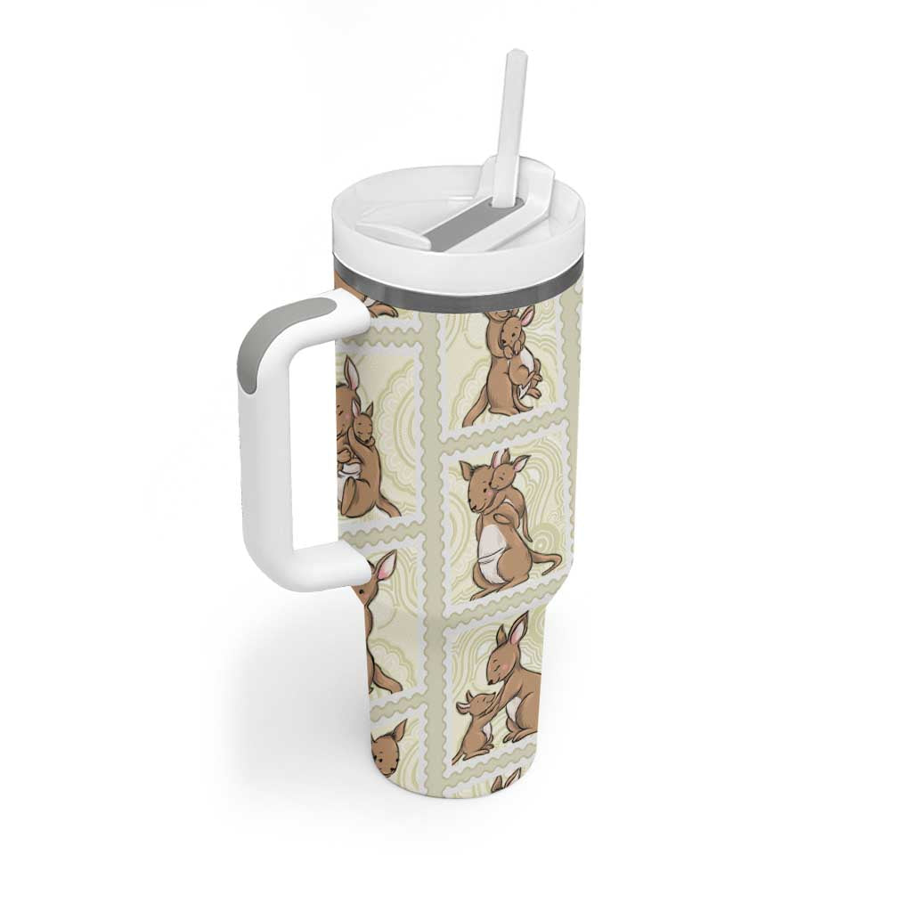 Kangaroo Australia Mother's Day Tumbler With Handle Mum and Joey Memory Aboriginal Stamp Seamless Style