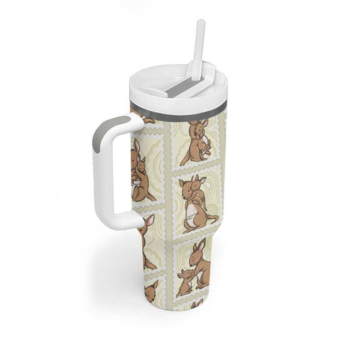 Kangaroo Australia Mother's Day Tumbler With Handle Mum and Joey Memory Aboriginal Stamp Seamless Style