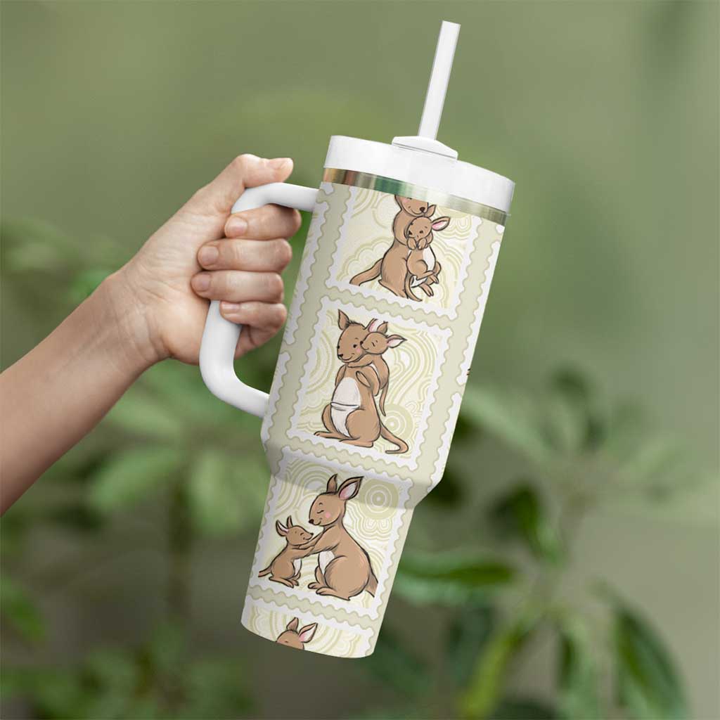 Kangaroo Australia Mother's Day Tumbler With Handle Mum and Joey Memory Aboriginal Stamp Seamless Style