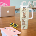 Kangaroo Australia Mother's Day Tumbler With Handle Mum and Joey Memory Aboriginal Stamp Seamless Style