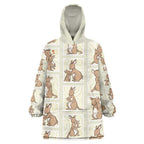 Kangaroo Australia Mother's Day Wearable Blanket Hoodie Mum and Joey Memory Aboriginal Stamp Seamless Style
