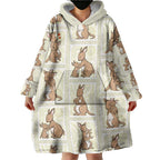 Kangaroo Australia Mother's Day Wearable Blanket Hoodie Mum and Joey Memory Aboriginal Stamp Seamless Style