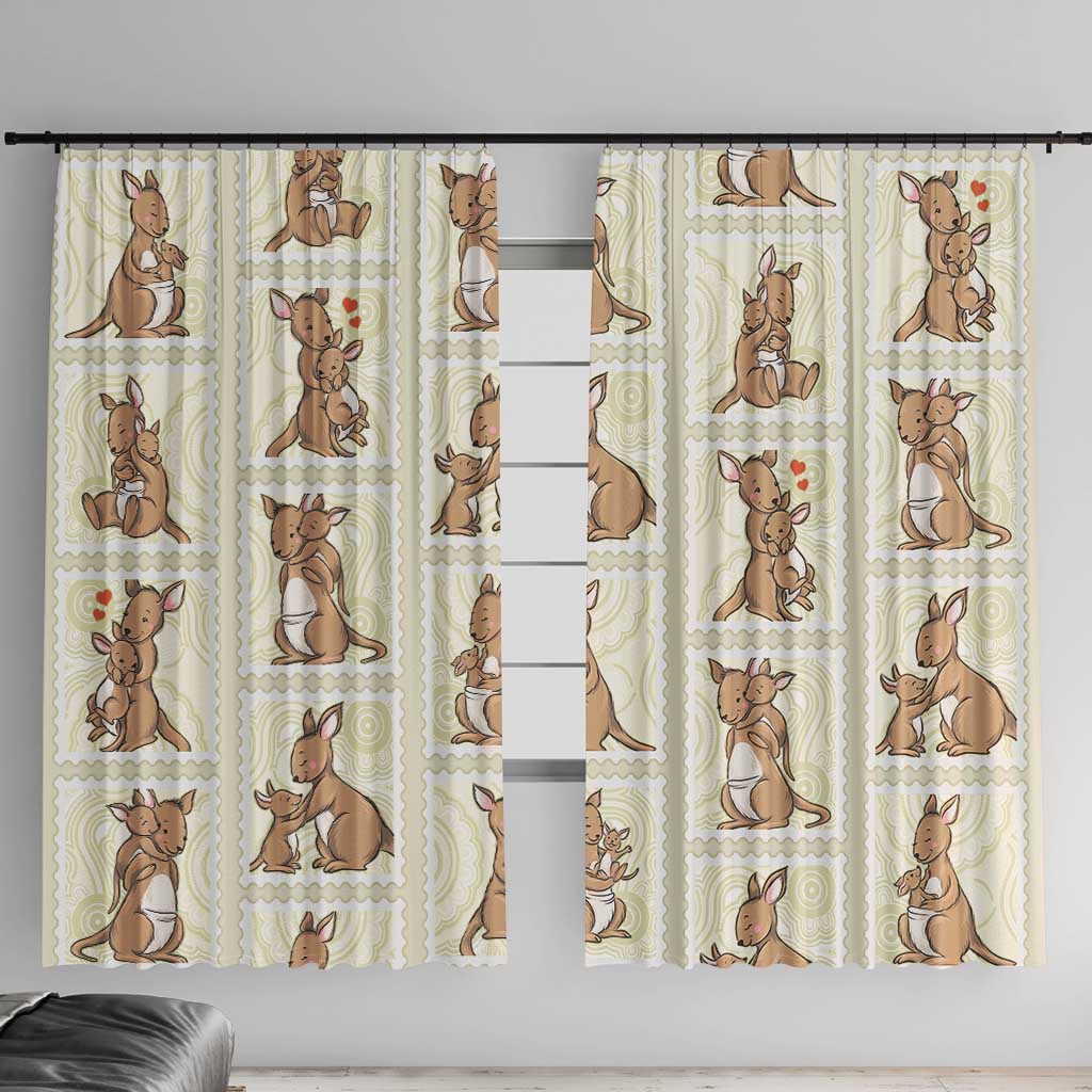 Kangaroo Australia Mother's Day Window Curtain Mum and Joey Memory Aboriginal Stamp Seamless Style