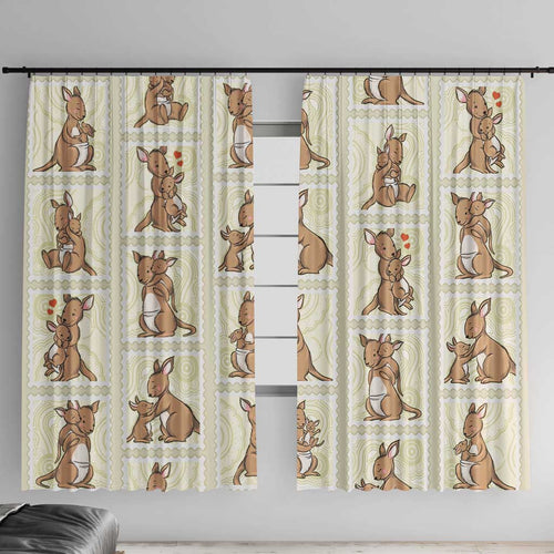 Kangaroo Australia Mother's Day Window Curtain Mum and Joey Memory Aboriginal Stamp Seamless Style