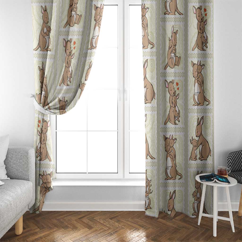 Kangaroo Australia Mother's Day Window Curtain Mum and Joey Memory Aboriginal Stamp Seamless Style