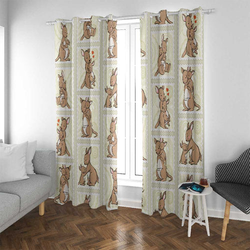 Kangaroo Australia Mother's Day Window Curtain Mum and Joey Memory Aboriginal Stamp Seamless Style