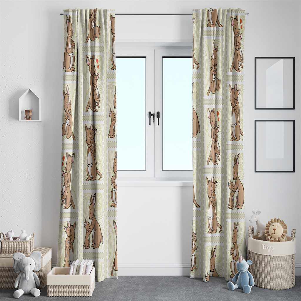 Kangaroo Australia Mother's Day Window Curtain Mum and Joey Memory Aboriginal Stamp Seamless Style