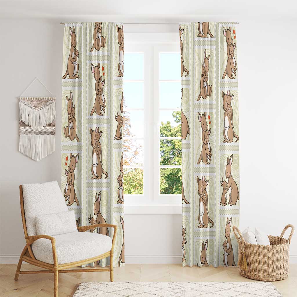 Kangaroo Australia Mother's Day Window Curtain Mum and Joey Memory Aboriginal Stamp Seamless Style