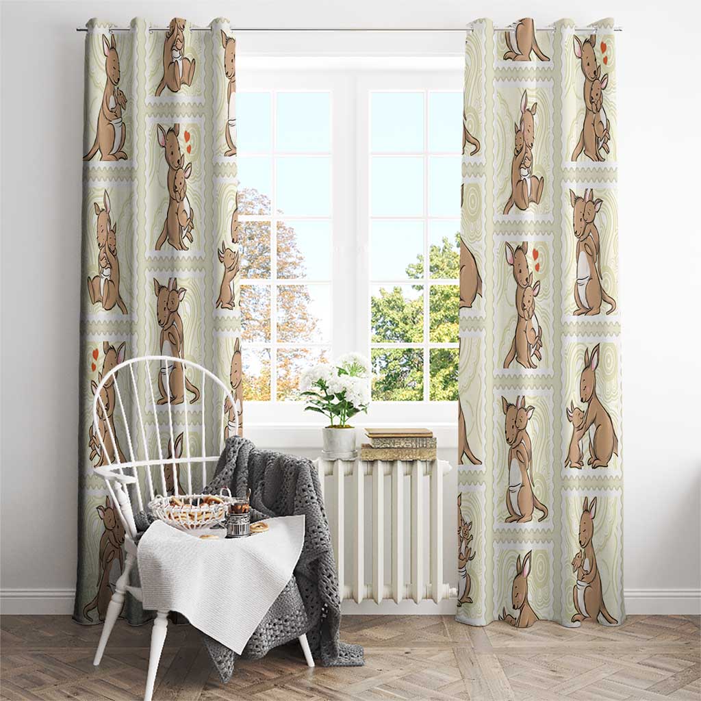 Kangaroo Australia Mother's Day Window Curtain Mum and Joey Memory Aboriginal Stamp Seamless Style