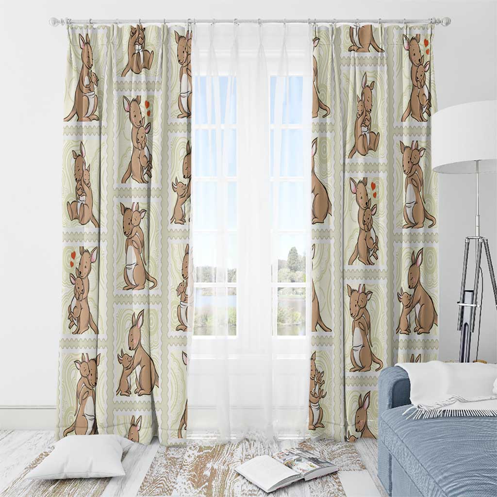 Kangaroo Australia Mother's Day Window Curtain Mum and Joey Memory Aboriginal Stamp Seamless Style