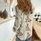 Kangaroo Australia Mother's Day Women Casual Shirt Mum and Joey Memory Aboriginal Stamp Seamless Style