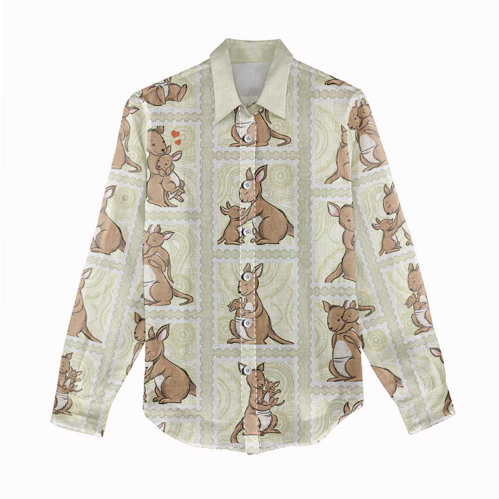 Kangaroo Australia Mother's Day Women Casual Shirt Mum and Joey Memory Aboriginal Stamp Seamless Style