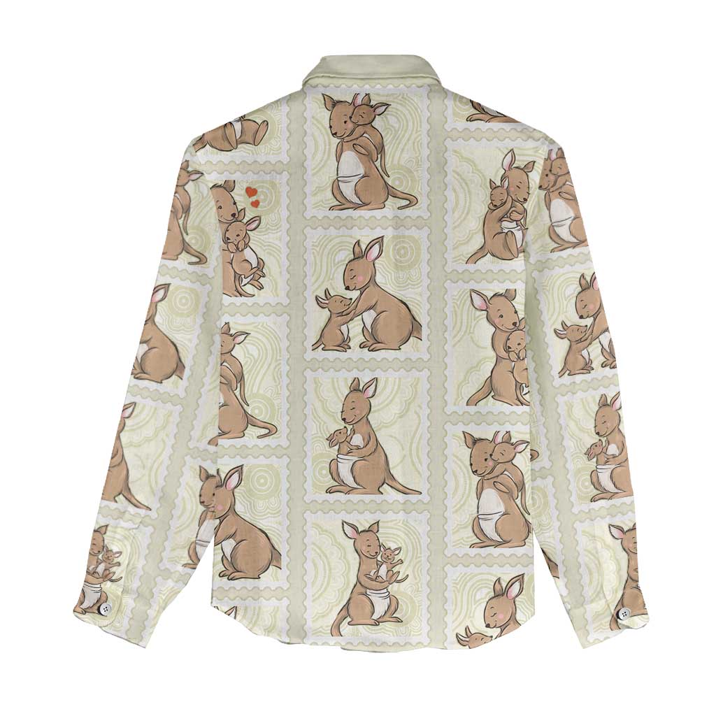 Kangaroo Australia Mother's Day Women Casual Shirt Mum and Joey Memory Aboriginal Stamp Seamless Style