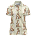 Kangaroo Australia Mother's Day Women Polo Shirt Mum and Joey Memory Aboriginal Stamp Seamless Style