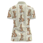 Kangaroo Australia Mother's Day Women Polo Shirt Mum and Joey Memory Aboriginal Stamp Seamless Style