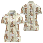 Kangaroo Australia Mother's Day Women Polo Shirt Mum and Joey Memory Aboriginal Stamp Seamless Style