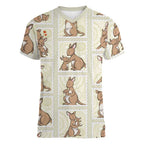Kangaroo Australia Mother's Day Women V-Neck T-Shirt Mum and Joey Memory Aboriginal Stamp Seamless Style