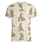 Kangaroo Australia Mother's Day Women V-Neck T-Shirt Mum and Joey Memory Aboriginal Stamp Seamless Style