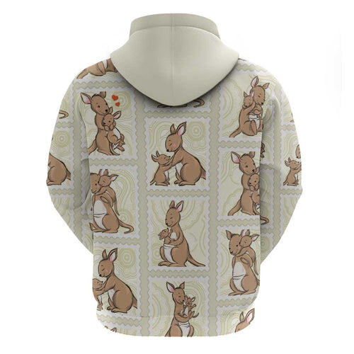 Kangaroo Australia Mother's Day Zip Hoodie Mum and Joey Memory Aboriginal Stamp Seamless Style