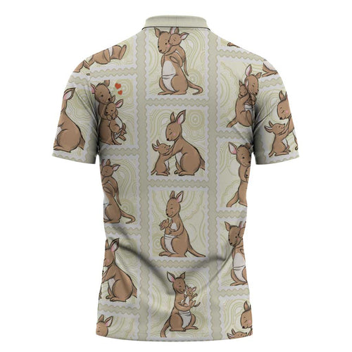 Kangaroo Australia Mother's Day Zipper Polo Shirt Mum and Joey Memory Aboriginal Stamp Seamless Style