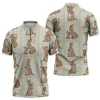 Kangaroo Australia Mother's Day Zipper Polo Shirt Mum and Joey Memory Aboriginal Stamp Seamless Style