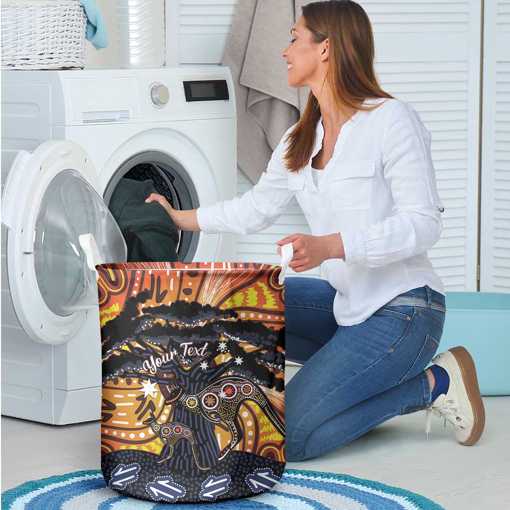 Australia Mother's Day Personalised Laundry Basket Kangaroo With Aboriginal Tree Art