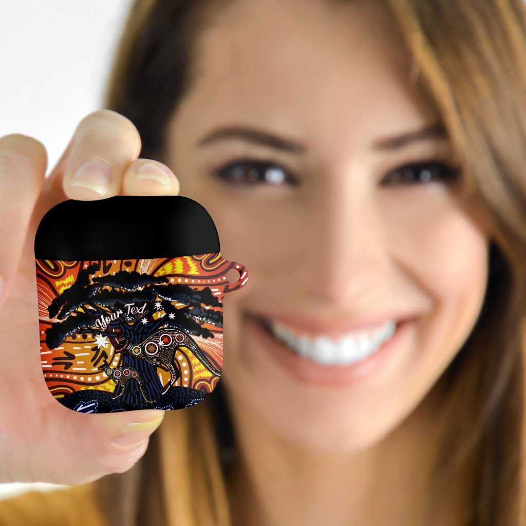 Australia Mother's Day Personalised AirPods Case Kangaroo With Aboriginal Tree Art